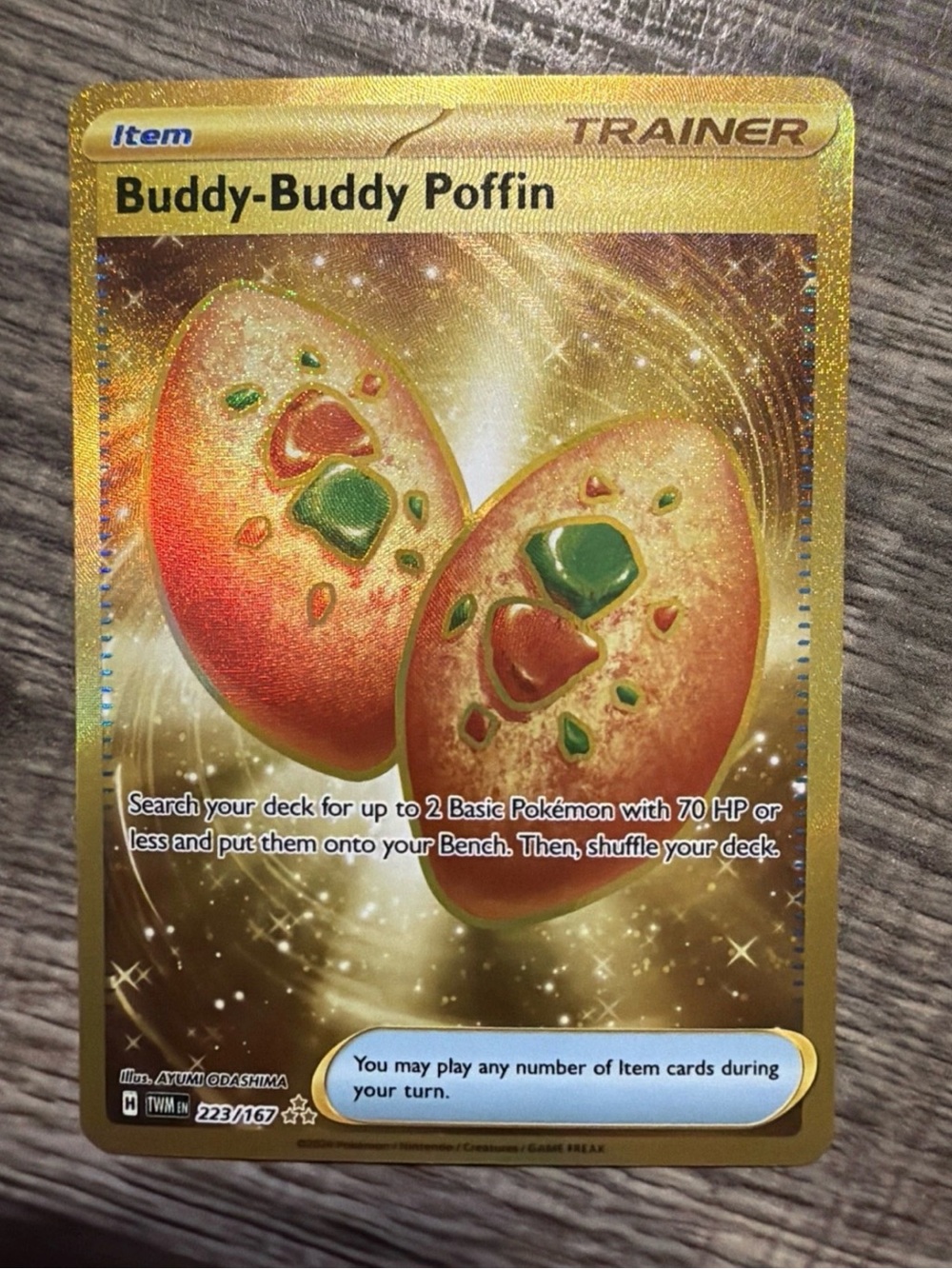 Pokémon TCG Trainer Item Card Buddy-Buddy Poffin 223/167 Gold Hyper Rare